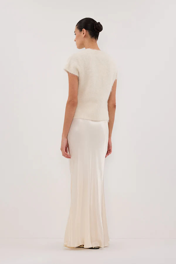 Charli Satin Maxi Skirt in cream worn with matching top — Dissh | Endless UAE