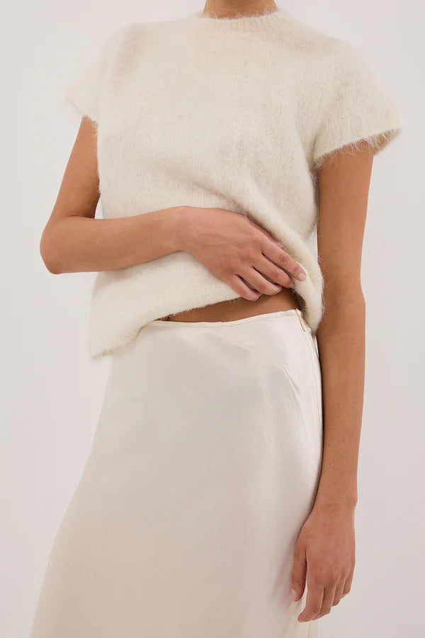 Charli Satin Maxi Skirt in cream worn with matching top — Dissh | Endless UAE