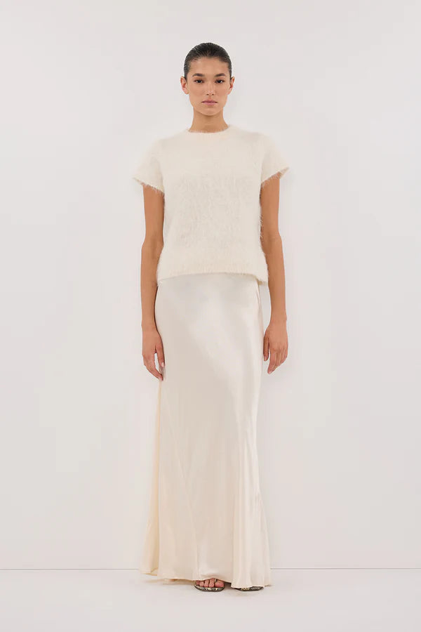 Charli Satin Maxi Skirt in cream worn with matching top — Dissh | Endless UAE