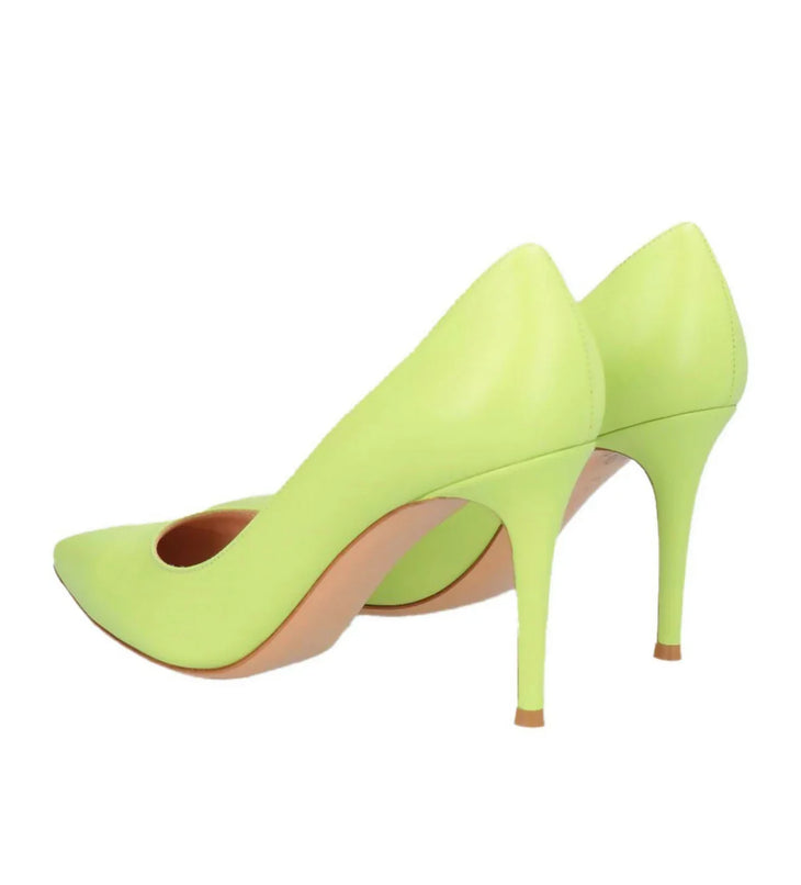 Lime green suede pointed-toe pumps with stiletto heel — Gianvito Rossi | Endless UAE