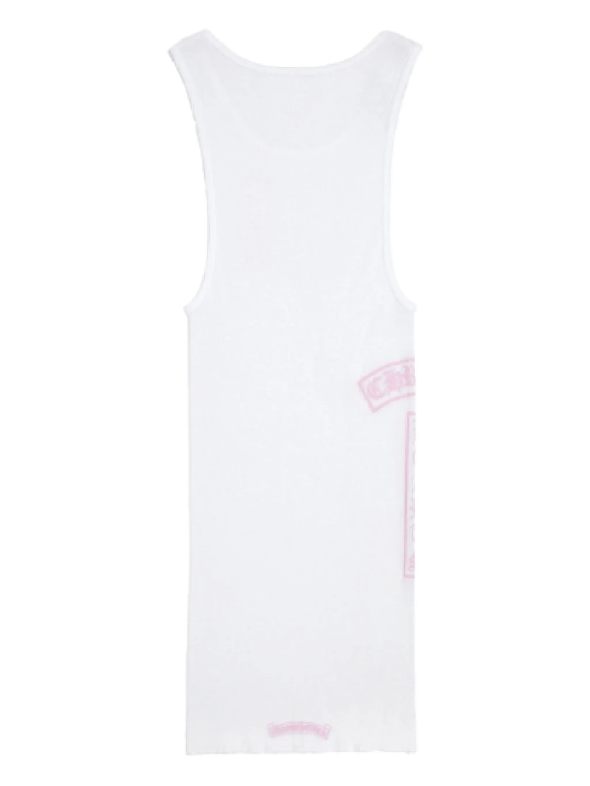 White ribbed tank top with pink logo print — Chrome Hearts | Endless UAE