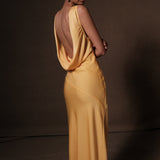 Nadia Maxi Satin Dress With Back Cowl