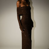 Marcel Off Shoulder Diamante Maxi Dress