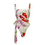 Floral wrap co-ord set with vibrant red and purple flowers on white — Sydney Lane | Endless UAE