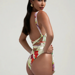 Floral wrap co-ord set with vibrant red and purple flowers on white — Sydney Lane | Endless UAE