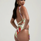Floral wrap co-ord set with vibrant red and purple flowers on white — Sydney Lane | Endless UAE