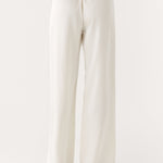 Cream low rise wide leg pants with drawstring waist — Peppermayo | Endless UAE
