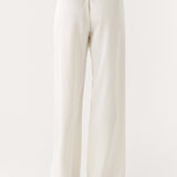 Cream low rise wide leg pants with drawstring waist — Peppermayo | Endless UAE