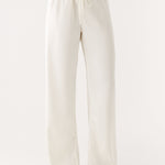 Cream low rise wide leg pants with drawstring waist — Peppermayo | Endless UAE