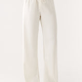Cream low rise wide leg pants with drawstring waist — Peppermayo | Endless UAE