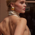 Cream halter neck sleeveless top with draped neckline — By Keara | Endless UAE