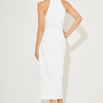 White halter collar maxi dress with front slit and pockets — Odd Muse | Endless UAE
