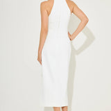 White halter collar maxi dress with front slit and pockets — Odd Muse | Endless UAE