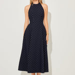 Black polka dot low back midi dress — Odd Muse | Endless UAE