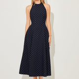 Black polka dot low back midi dress — Odd Muse | Endless UAE