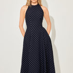 Black polka dot low back midi dress — Odd Muse | Endless UAE