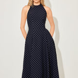 Black polka dot low back midi dress — Odd Muse | Endless UAE