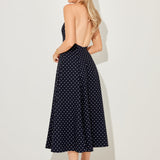 Black polka dot low back midi dress — Odd Muse | Endless UAE