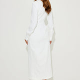 White long sleeve collar maxi dress with front slit — Odd Muse | Endless UAE