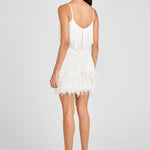White fringed mini dress with layered tassel detailing — Nadine Merabi | Endless UAE