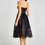 Black strapless lace midi dress with sweetheart neckline — Nadine Merabi | Endless UAE