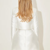 Button Jacket and Mini Skirt in Satin