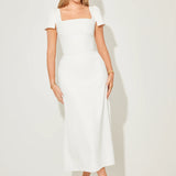 Square Neck Slip Midi Dress