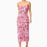 Roseate Strapless Midi Dress