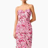 Roseate Strapless Midi Dress
