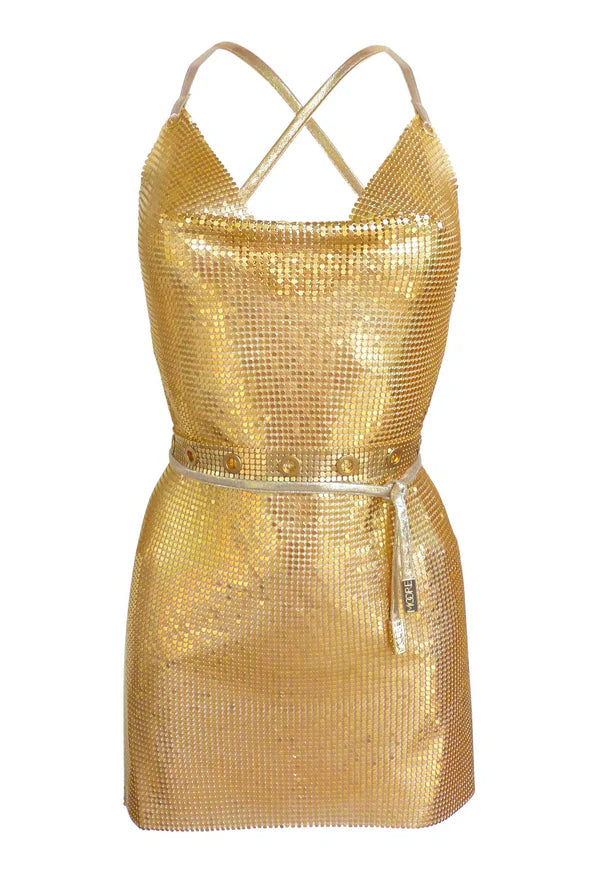 Gold sequin slip dress styled with black blazer and boots — Isabel Moore | Endless UAE
