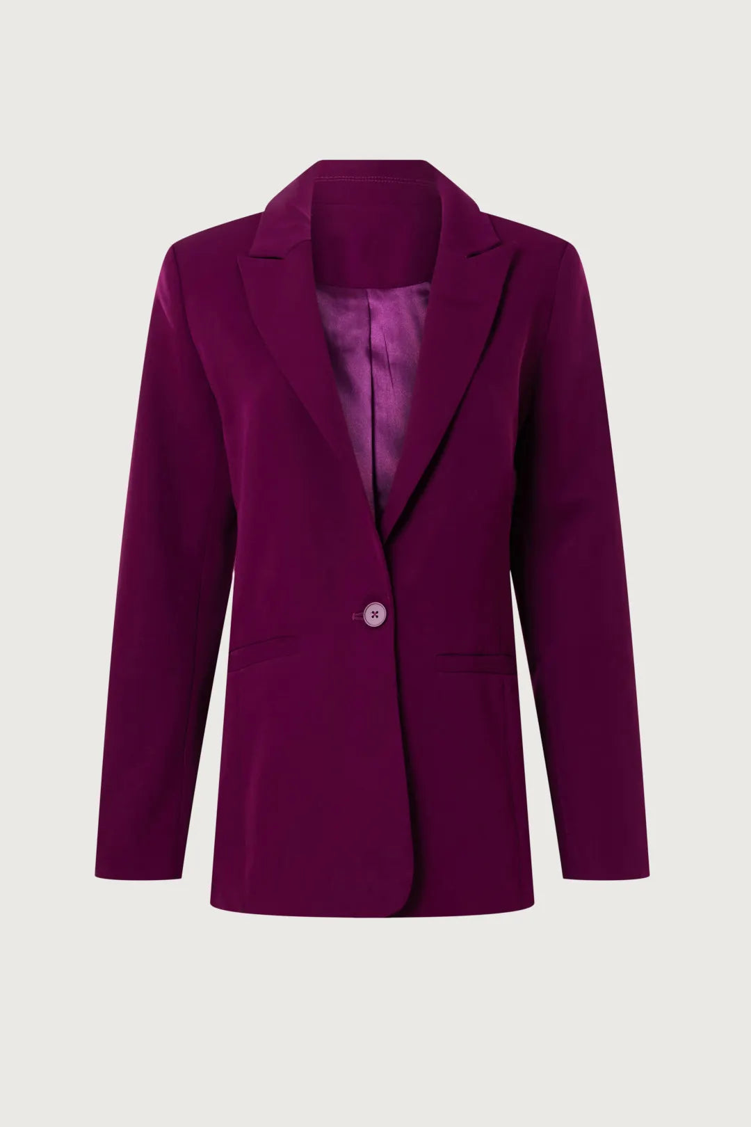 Deep plum single-breasted blazer with notched lapels and one button closure — Endless Rose | Endless UAE