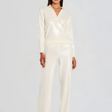 Shaelynn Sequin Knit Shirt in cream — Retrofête | Endless UAE