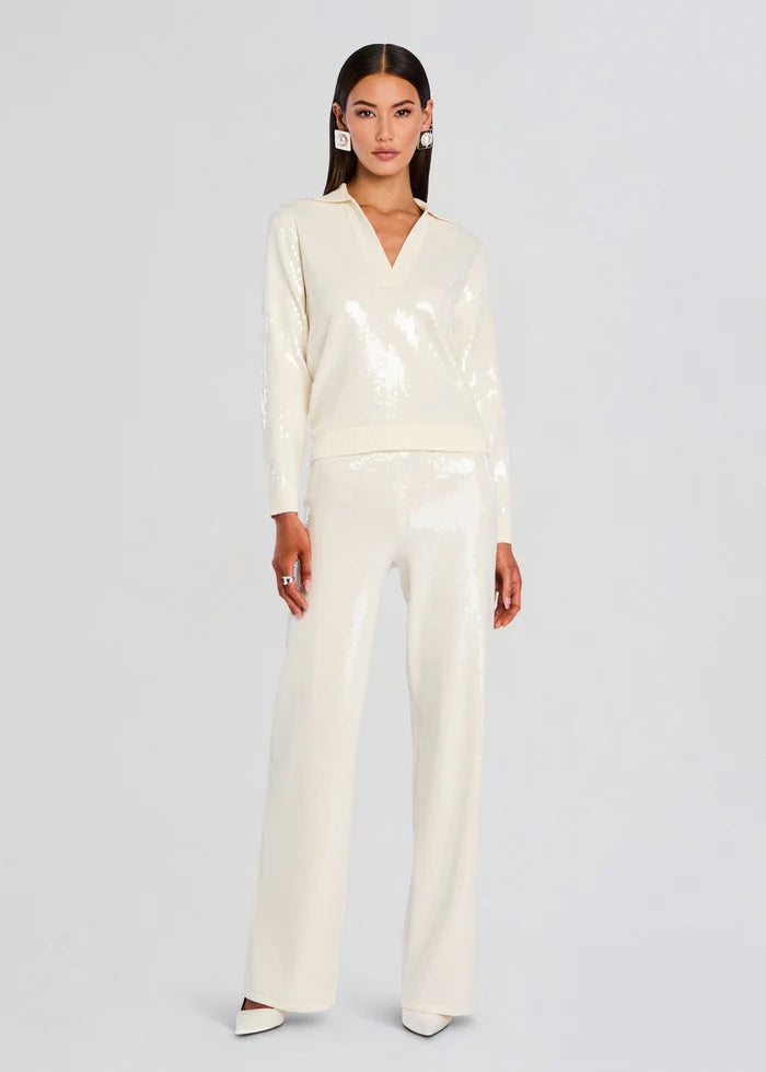 Shaelynn Sequin Knit Shirt in cream — Retrofête | Endless UAE