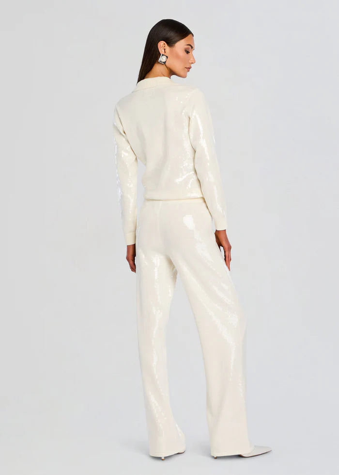 Shaelynn Sequin Knit Shirt in cream — Retrofête | Endless UAE