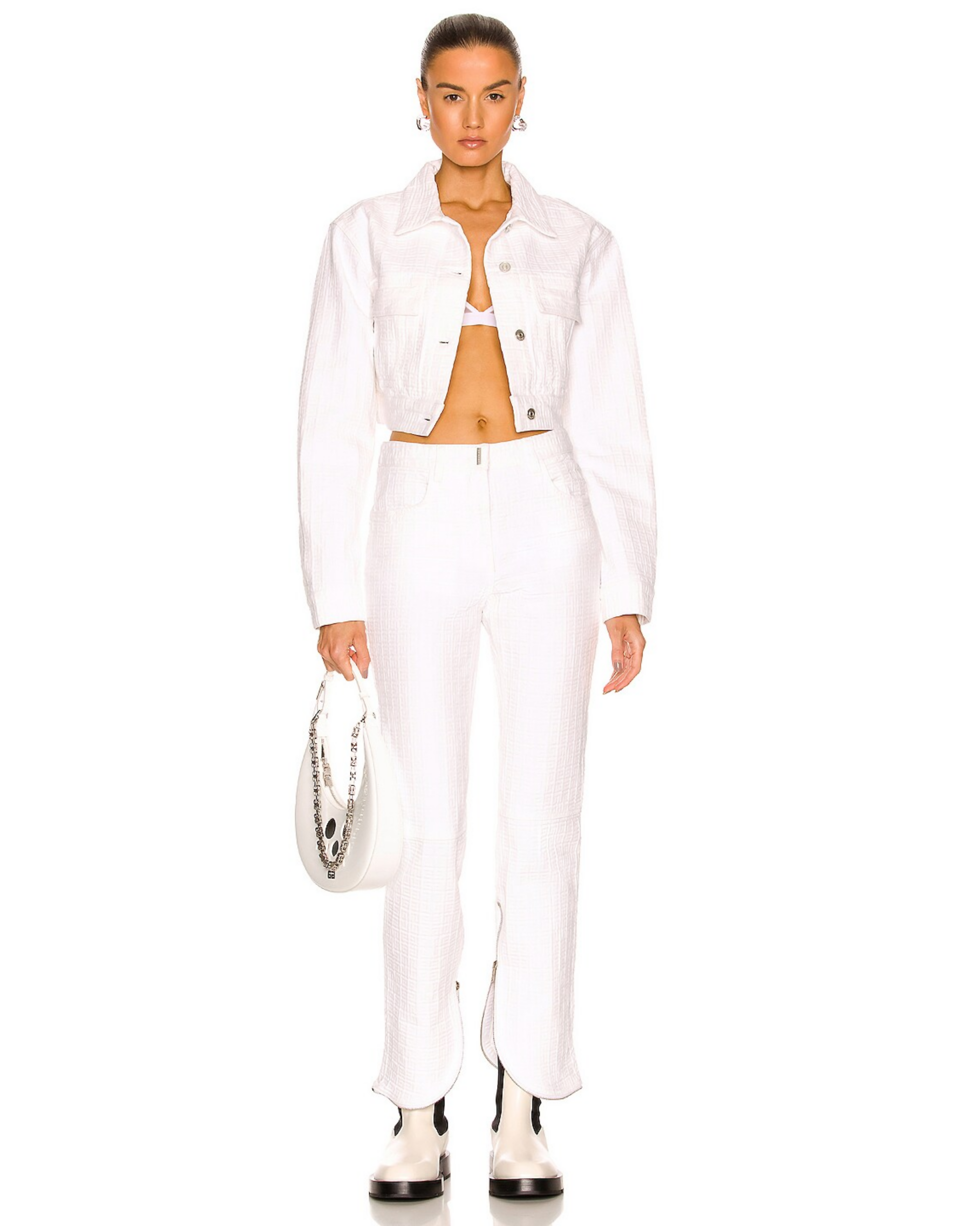 White 4G Jacquard Denim Cropped Jacket — Givenchy | Endless UAE