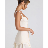 Ruffle-Trim Button-Detail Corset Mini Dress