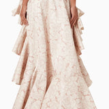 Ruffled High-low Skirt in Rose-print Fabric