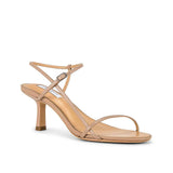 Nude strappy heeled sandals with thin ankle strap and kitten heel — Tony Bianco | Endless UAE