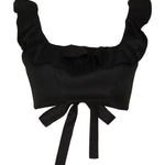 Black cropped top with ruffled neckline and tie-back detail — Zimmermann | Endless UAE