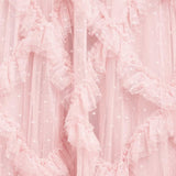Genevieve Ruffled Gown in blush tulle with cascading ruffles and short sleeves — Needle & Thread | Endless UAE