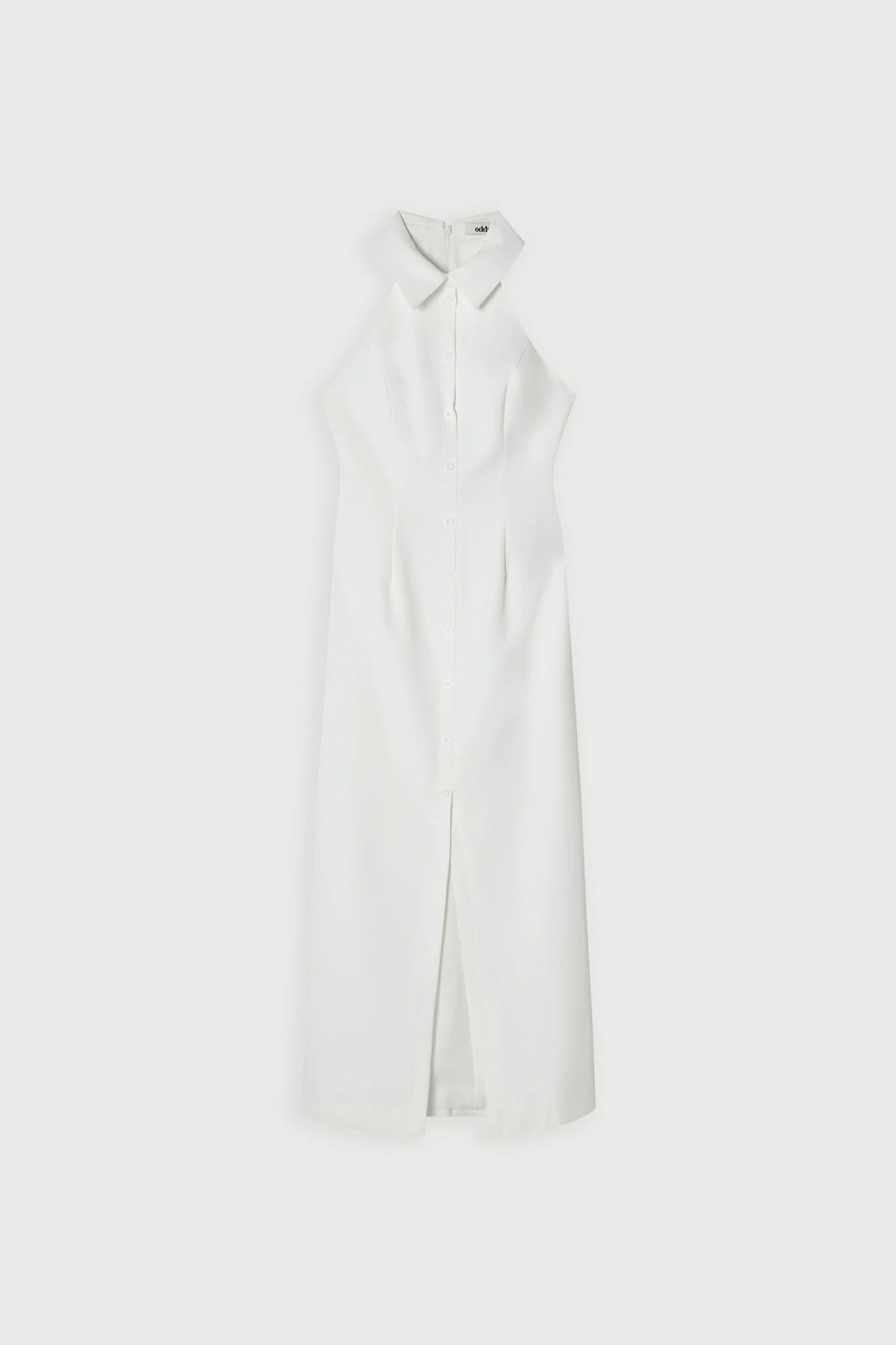 White halter collar maxi dress with front slit and pockets — Odd Muse | Endless UAE