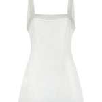 White mini dress with pearl embellished straps and square neckline — Odd Muse | Endless UAE