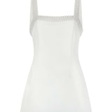 White mini dress with pearl embellished straps and square neckline — Odd Muse | Endless UAE