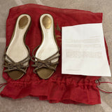 Strass flat sandals with embellished bow detail in cream and gold — Rene Caovilla | Endless UAE