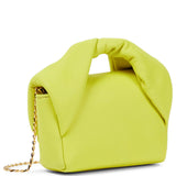 Lime yellow Twister Nano leather crossbody bag with knotted handle and gold chain strap — JW Anderson | Endless UAE