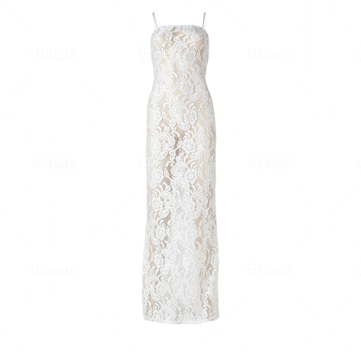 White lace camisole maxi dress styled with accessories in a desert setting — Scorpio Rizing | Endless UAE