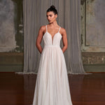Indy wedding dress with plunging neckline and flowing skirt — Evie Young | Endless UAE