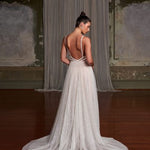 Indy wedding dress with plunging neckline and flowing skirt — Evie Young | Endless UAE