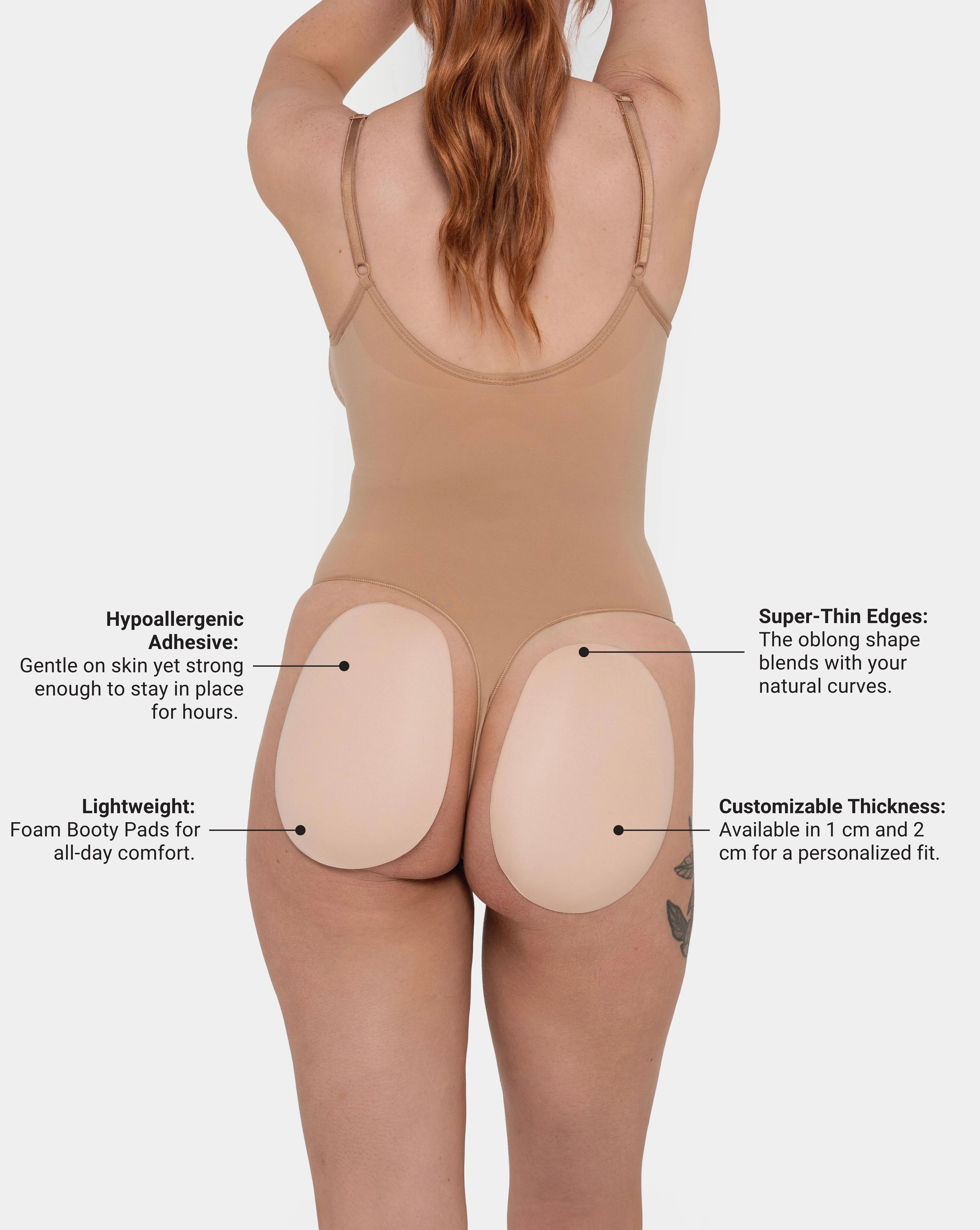 Beige foam booty pad with rounded edges for enhancing shape and comfort — Underhance | Endless UAE