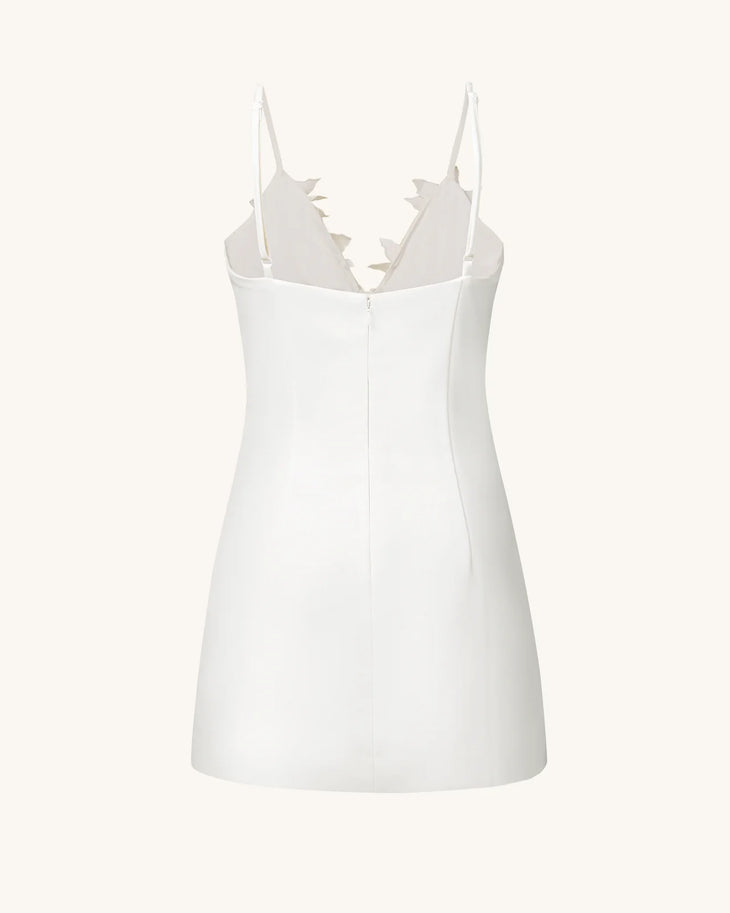 White floral mini dress with V-neckline and cutout details — JW PEI | Endless UAE